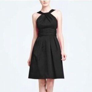 Davids Bridal Black Halter Dress Pleated Bodice Pockets Lined Back Zip Size 2